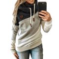 2024 European and American Fashion New Autumn and Winter Patchwork Hooded Fleece Loose Sweatshirt. 
