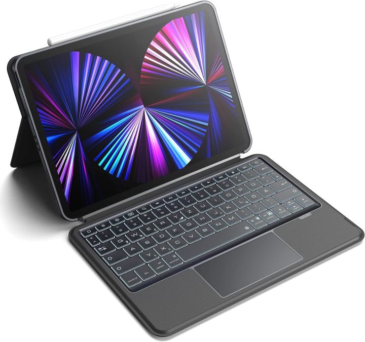 Dracool%20Keyboard%20Case%20for%20iPad%20Air%205/4%20and%20iPad%20Pro%2011,%20Keyboard%20with%20Touchpad,%20Magnetic,%20Removable,%20Illuminated,%20Adjustable%20Stand,%20Bluetooth%20Keyboard%20with%20Pen%20Holder,%20German%20QWERTZ,%20Grey%20-%20Image%208