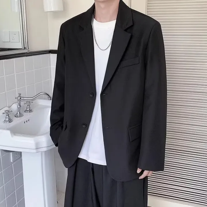 2026%20Men%20Korean%20Style%20Casual%20Blazer%20Loose%20Fit%20Handsome%20Light%20Mature%20Streetwear%20All%20Match%20Black%20Spring%20Autumn%20Suit%20Jacket%20Coat%20-%20Image%203