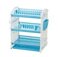 Smart Kitchen Rack Plastic 3 Step Multi Function Storage Organizer with Cutlery Holder and Glass Rack. 