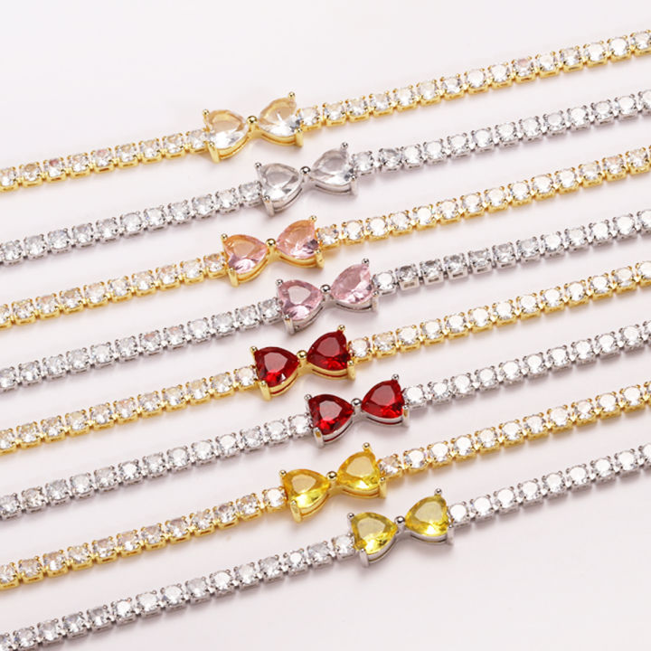 High Quality Bow Tennis Bracelet For Women Sparkling Luxury Crystal Cubic Zirconia Bracelet, Women's Jewelry