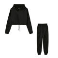 Fashion Trend Women's Wear, Long-sleeved Sports Casual Suit Waist Two-piece Set.