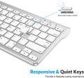 OMOTON Ultra-Slim Wireless Bluetooth Keyboard Compatible with All iPad, iPad 10.2 9th Generation/Mini 6 2021, Build-in Sliding Stand, White. 