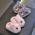 New Winter Cute Big eyed Rabbit Children's Waterproof Warm Non-slip Fluffy Slippers For Girls Boys Kids Indoor Home Cotton Shoes. 