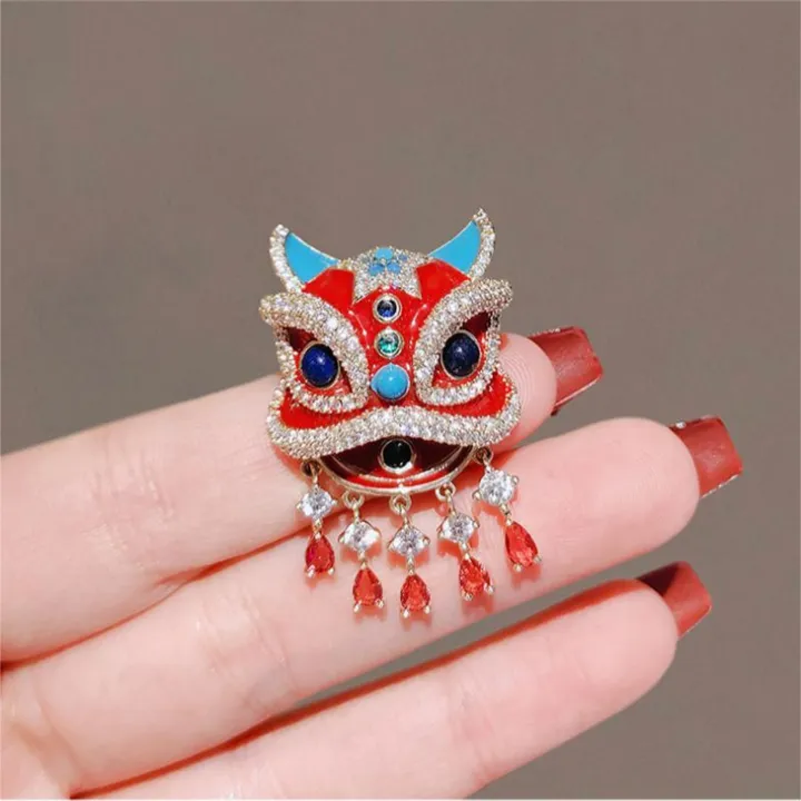Chinese%20Style%20Red%20Lion%20Dance%20High%20End%20Accessory%20Enamel%20Painted%20Brooch%20-%20Image%204