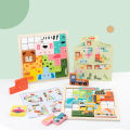 DIY Wooden Blocks Board 3D Cognitive Animal Traffic Montessori Sensory Game Educational Toys For Children Kids. 