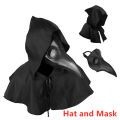 Halloween Plague Doctor Mask and Cloak Costume Props  Long Nose Beak Leather Masks for Adult Reaper Cloak Medieval Black Hat. 