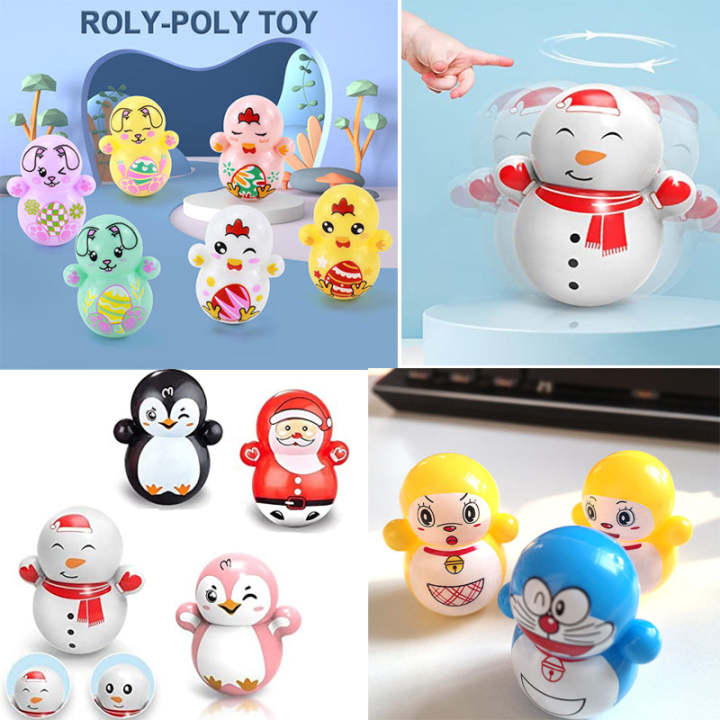 Express Deals Hub:Random Stress Relief 10 PCS Mini Roly-Poly Wobbling Toy Self-righting Doll Small Desktop Toy to Solve Your Irritability for Kids or Adult