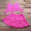 CROCHET BIKINI Two-piece Crochet Women Bikini Set Cover Up Swimsuit Swim Skirt Swimwear Bathing Swimdress Beachwear.