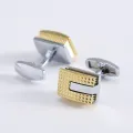 New Fashion Man Rectangle Silver Plated Gold Cufflinks French Style Shirt Mens Wedding Groom Luxury Brand Jewelry Gifts. 