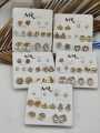 7 Pairs/set Stud Earrings Set with Card Crystal Earrings For Women Fashion Party Jewelry by Gleam&Grace. 