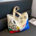 Miniso Disney Snoopy Cartoon Kawaii Canvas Bag Women's Fashion Versatile Large Capacity Casual Cute Shoulder Bag Handbag Gift. 