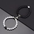couple bracelet black and white marble design magnetic couole bracelet for lovers/ best friends. 
