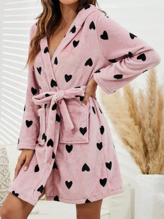 Cute%20Milk%20Cow%20Print%20Flannel%20Bathrobe%20For%20Women%20Long-Sleeve%20V-Neck%20Front-Belt%20Robe%20Soft%20Breathable%20Fit%20Sleeping%20And%20Lounging%20Pjs%20-%20Image%205