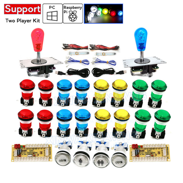 Game Player DIY SANWA Arcade Kit for PC Raspberry Pi with LED Push ...