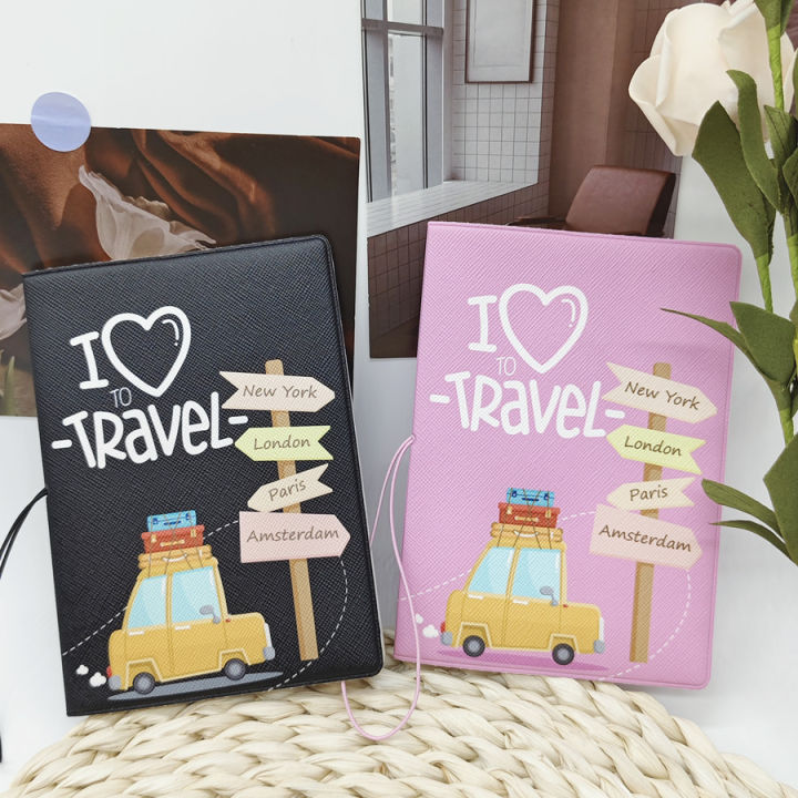 1 Piece I Love Travel Pu Leather Passport Cover Case Holder Wallet Travel Accessories for Men or Women