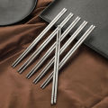 5 Pairs Chinese Metal Chopsticks Household High Temperature Sterilizable Non-slip Stainless Steel Chopsticks Kitchen Accessories.