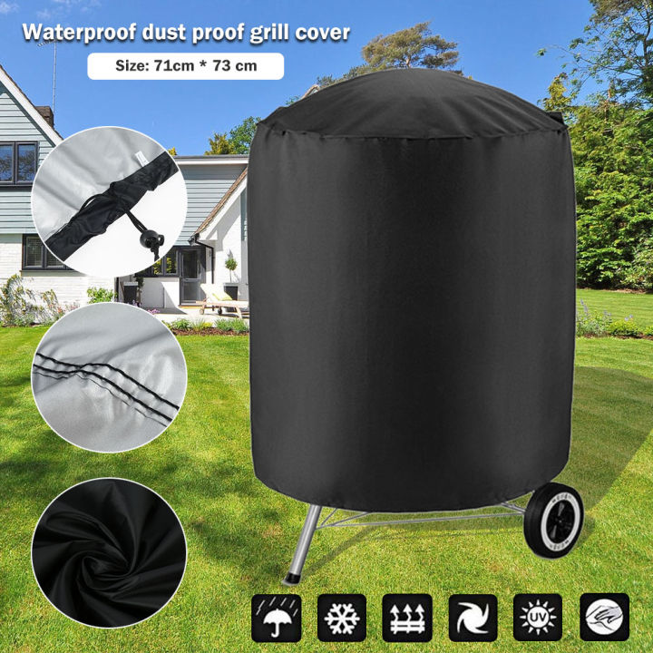 Round Grill Cover Outdoor Waterproof Dustproof Kettle BBQ Cover 210D Oxford Cloth Heavy Duty Garden BBQ Protection Cover NEW