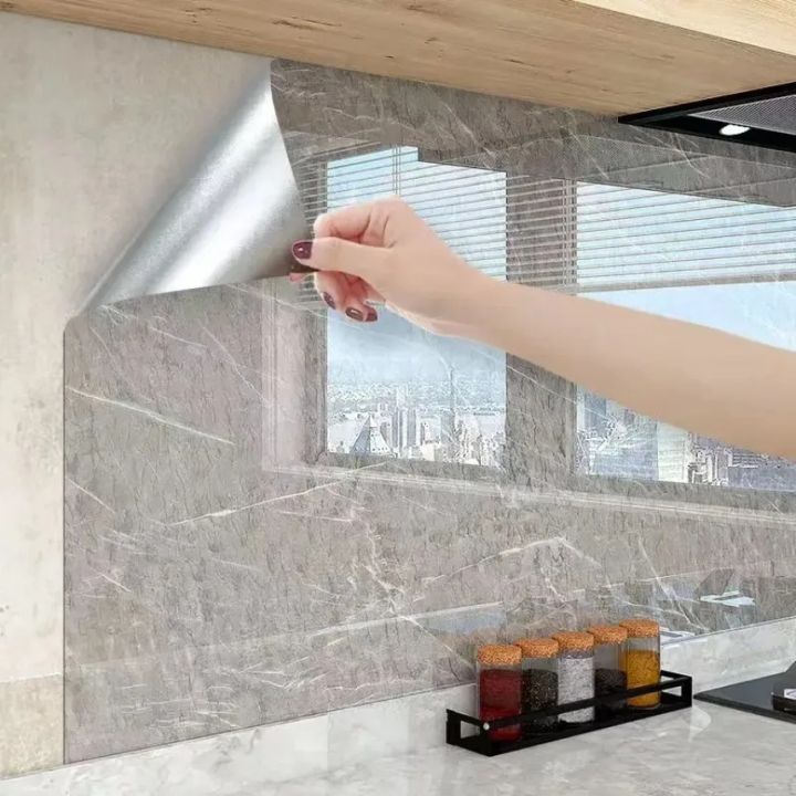 Oil Proof Marble Vinyl Self Adhesive Waterproof Wallpaper Decorative ...
