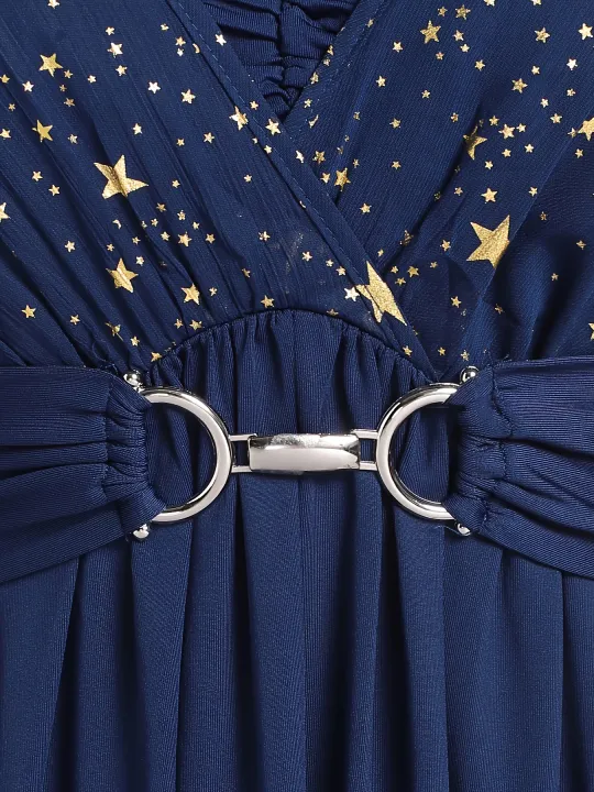 Fashion%20Women's%20Plus%20Size%20Explosions%20Star%20Print%20Button%20Pocket%20Pleats%20butterfly%20Sleeve%20Elegant%20Temperament%20Dress%20-%20Image%205