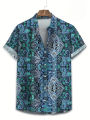 Hawaii Shirts for Men 3D Paisley Graphic Short-sleeved T-shirt Casual Lapel Buttons Male Tops Summer Oversized Bohemian Man Tees.