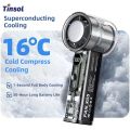 TINSOL Mecha Transparent Mini Electric Fan 3000mAh with LCD Display, 100 Speed Adjustments, USB Portable Outdoor Turbo Fan.