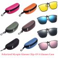 1pc Polarized Myopia Glasses Clip+1pc Portable EVA Glasses Case For Outdoor Sunshade And UV Resistant Sunglasses Glasses Case.