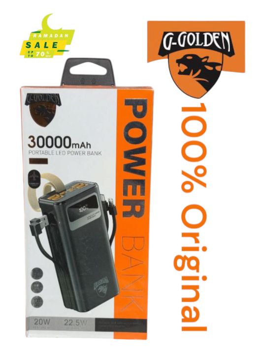 30000 mAh Power Bank , 22.5Watts Quick Charge Model Name/G Golden