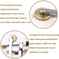 Leather Sewing Stitch Roulette Marker Tracing Wheel Sewing Tool Sets Practical Wood Handle Wheel Tool for Leathercraft. 