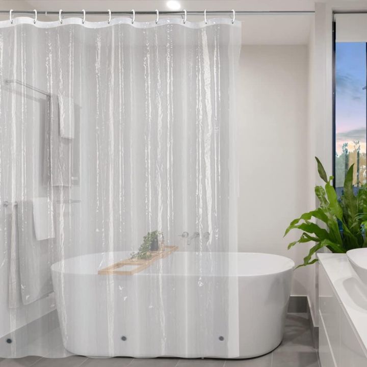 1pc%20Clear%20Shower%20Curtain%20Liner%20with%20Bottom%20Magnets%20&%20Metal%20Grommets-Plastic%20Lightweight%20Bathroom%20Curtain%20Bath%20Curtain%20Decor%20-%20Image%207