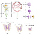 Pink Purple Balls Cake Toppers Butterfly Cake Decorations Happy Birthday Cake Topper for Wedding Baby Shower Birthday Flower The. 