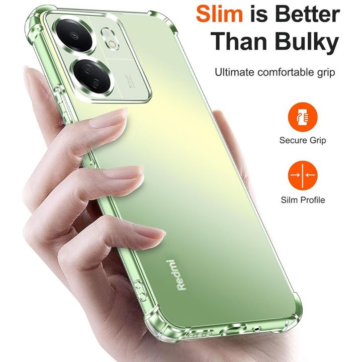 Mi Redmi 13C Transparent Anti Shock Corner Bumper 1.5mm Soft Jelly Cover