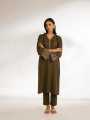 BUZZAZI-Stitched Dress For Women's Brown New Embroidered Suit. 