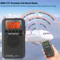 HRD-737 Portable Full Band Radio Aircraft Band Receiver FM/AM/SW/ CB/Air/VHF World Band with LCD Display Alarm Clock. 
