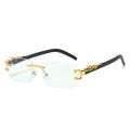 Fashion Rimless Sunglasses Women Men Cheetah Decoration Rectangular Brand Designer Sun Glasses.
