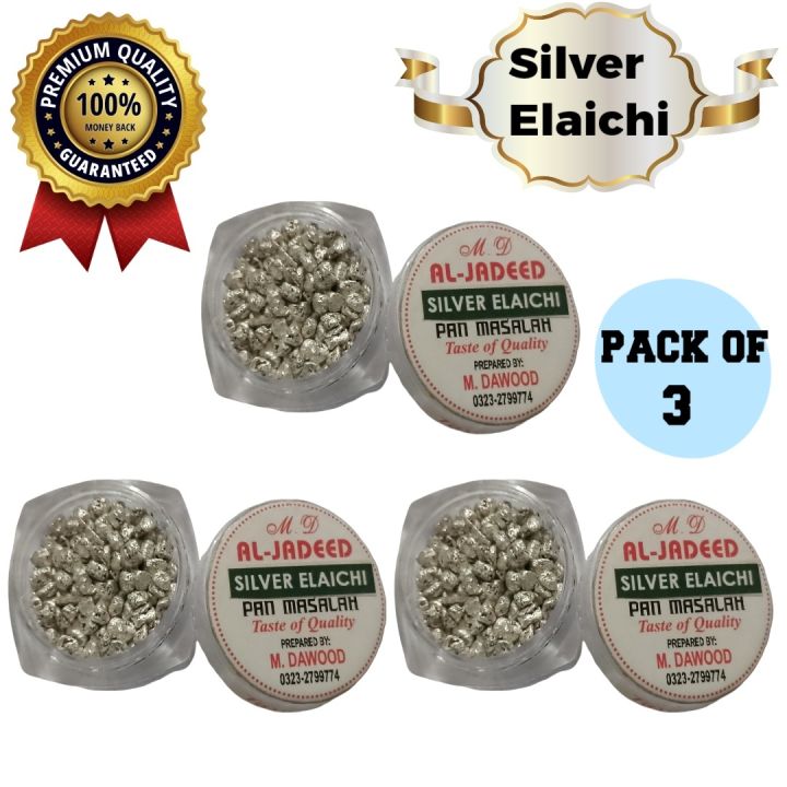 MD Saffron Blended Elaichi Silver Coated Flavored Cardamom Seeds,42g with box Premium  Mouth Freshener  Silver Elaichi Coted Elaichi