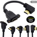 HDMI-compatible 2.0v 4K*2K Angle 90 Degree Male to Female Extension Cable panel mount with screw hole For PSP HDTV.