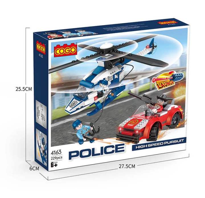 Police block helicopter and Car Cogo lego set 229 PCs -Action-Packed Fun!