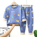 Kids Warm Pajama Sets Autumn Winter Plus Velvets Clothing Suits Boys Girls Fashion Print Pullover+Pants 2Pcs Outfits 1-14 Years. 