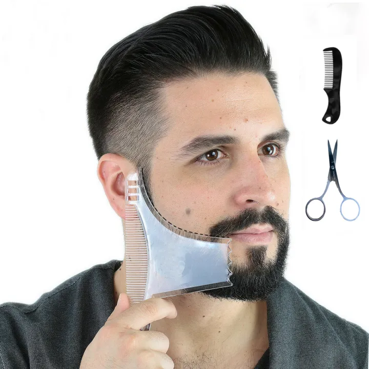 3Pcs%20Kit%20Men's%20Beard%20Shaper%20Tool%20Beard%20Shaping%20Styling%20Comb%20Template%20Clippers%20Beard%20Comb%20Scissors%20Beard%20Shaping%20Tool%20Set%20-%20Image%205