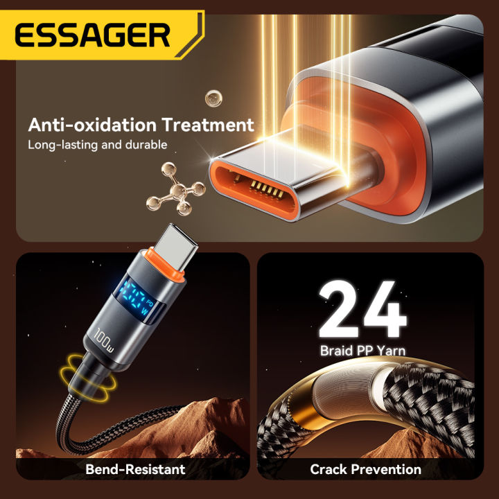 Essager%20100W%20Type%20C%20to%20Type%20C%20Cable%205A%20PD%20Fast%20Charging%20USB%20C%20to%20USB%20C%20Display%20Cable%20For%20Macbook%20Laptop%20iPad%20%2014%20iPhone%2015%20-%20Image%206