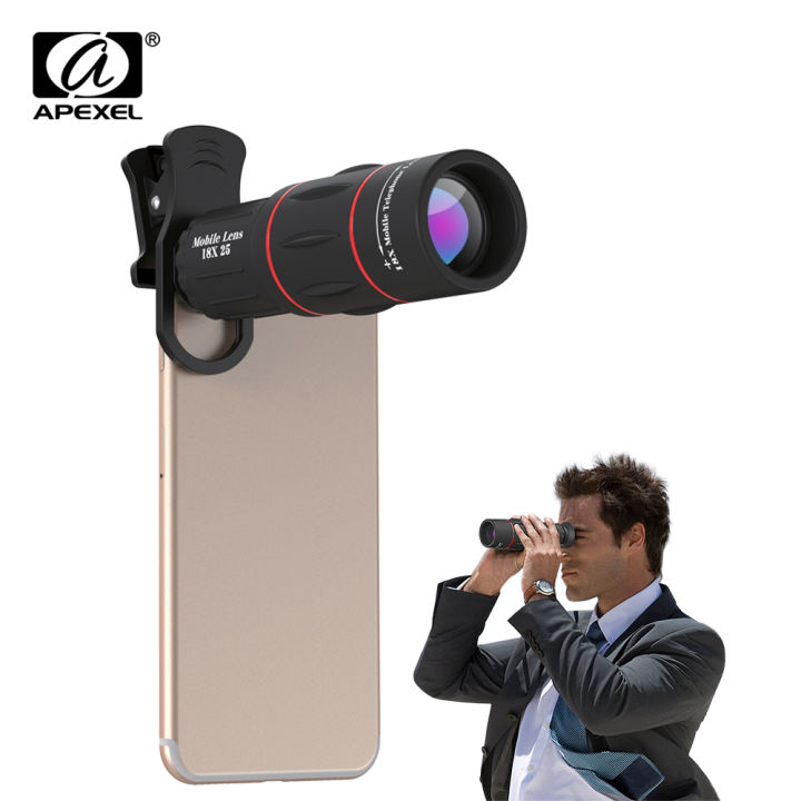 APEXEL 18X Telephoto Zoom Lens  Monocular Mobile Phone Lenses for iPhone  Smartphones for Camping hunting Sports