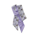 New Style Summer French Retro Purple Tied Hair Small Floral Long Silk Scarf Headband Braided Hair Chiffon Thin Ribbon Scarf. 