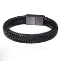 Black PU Leather Magnetic Bracelet Men's Mature and Stable and Elegant Giving Men The Best Gift for Men. 