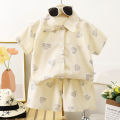 2PS Children's Clothing Set Men/Girls T-shirt + Shorts Summer Cotton Cartoon Casual Boys Sports Suit Children's Children's Cloth. 