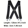 Heavy Duty Big Size Suspenders for Men Work Outdoor 2 Inch Wide X Back 4 Strong Clips Adjustable Elastic Trouser Braces Straps. 