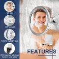 360° Rotatable Shower Mirror Bathroom Fogless Makeup Mirror With Holder Suction Cup Anti-Fog Mirror for Shaving Makeup Showering. 