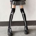Japanese Harajuku Long Socks Festival Party Cross Cosplay Black Stockings Dark Gothic Y2K Knee Thigh Socks for Women's Skirts. 