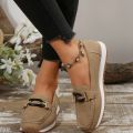 Spring New Women's Buckle Low-top Casual Shoes Fashion Round-toed Vulcanized Shoes Comfortable Slip-on Women's Flat Shoes. 