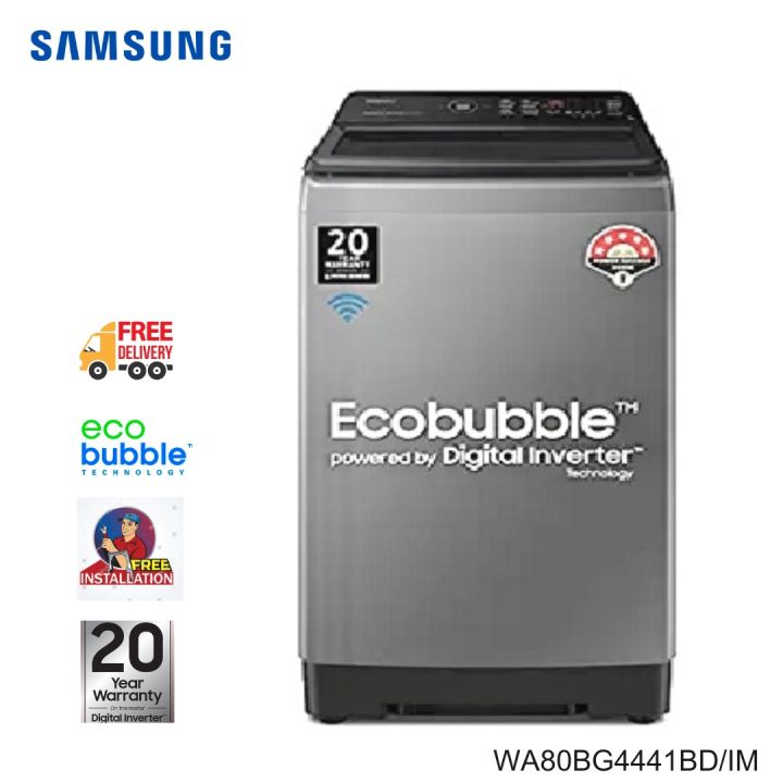 SAMSUNG WA80BG4441BD/IM - 8kg Fully Automatic Top Load Washing Machine Eco Bubble Digital Inverter